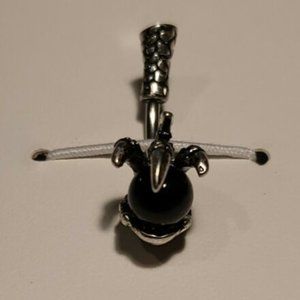 Dragon Claw HAnd With Red Crystal Holding Black Ball 316L Surgical Steel